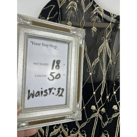 Vintage Cachet by Bari Protas Women Long Sleeve Dress Size 11/12 Lace Mesh Sheer - Picture 3 of 12